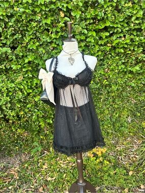 ✨Sheer Black Lace Babydoll lingerie top